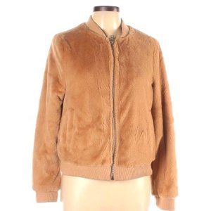 Forever 21 Faux Fur Pink Tan Bomber Jacket Small